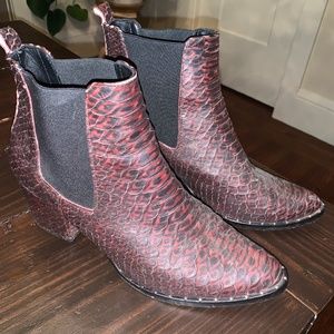 Freda Salvador Chelsea Booties, embossed croc leather